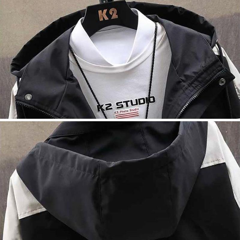 Wiosenna kurtka męska w dużych rozmiarach Butik z kapturem Miękka i wygodna parka Dorywczo luźna odzież robocza