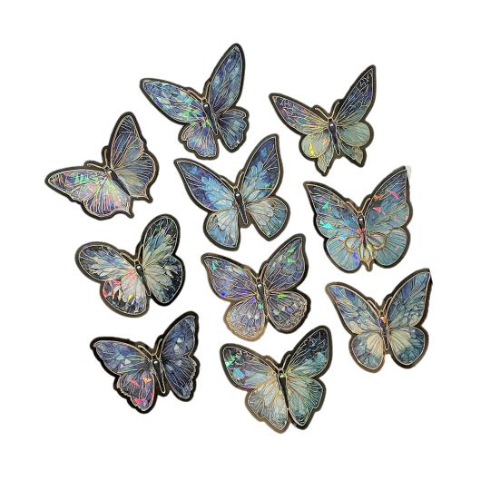 10 Unidades Pegatinas Holográficas de Mariposas Calcomanías de PET Impermeables para Portátiles Botellas de Agua Fundas de Teléfono Manualidades DIY Álbumes de Recortes Diarios Decoración Vintage Bohemia