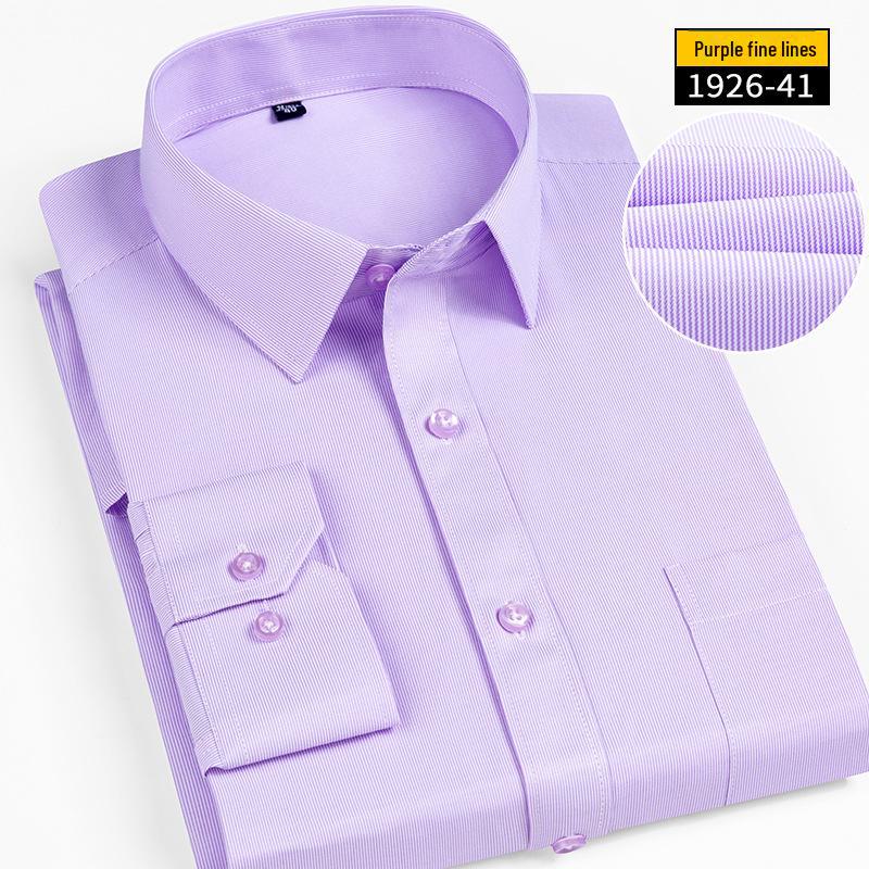 

Чоловіча весняно-осіння тонка бавовняна повсякденна сорочка в клітку/смужку з довгим рукавом 40/L фіолетовий