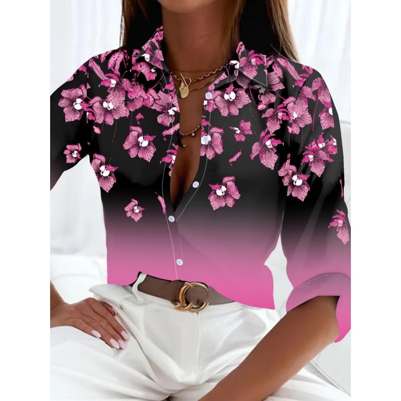 Peacock Print Casual Loose Women's Shirt Autumn Vintage Women's Oversized Shirts and Blouses Fashion Elegant Women's Tops