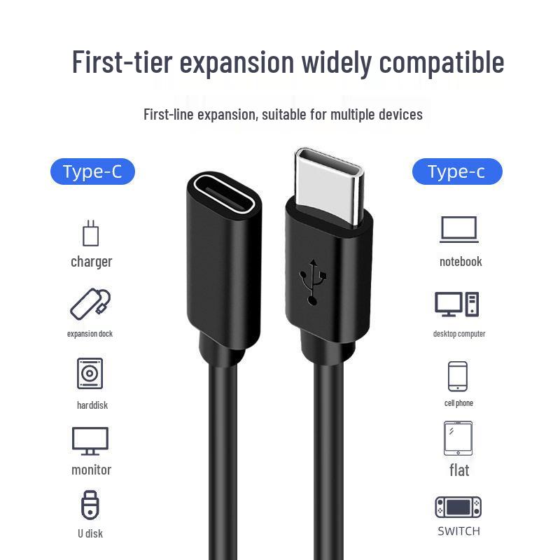 USB-C Extension Cable: Type-C Male to Female, Data & Charging, USB 2.0/3.1