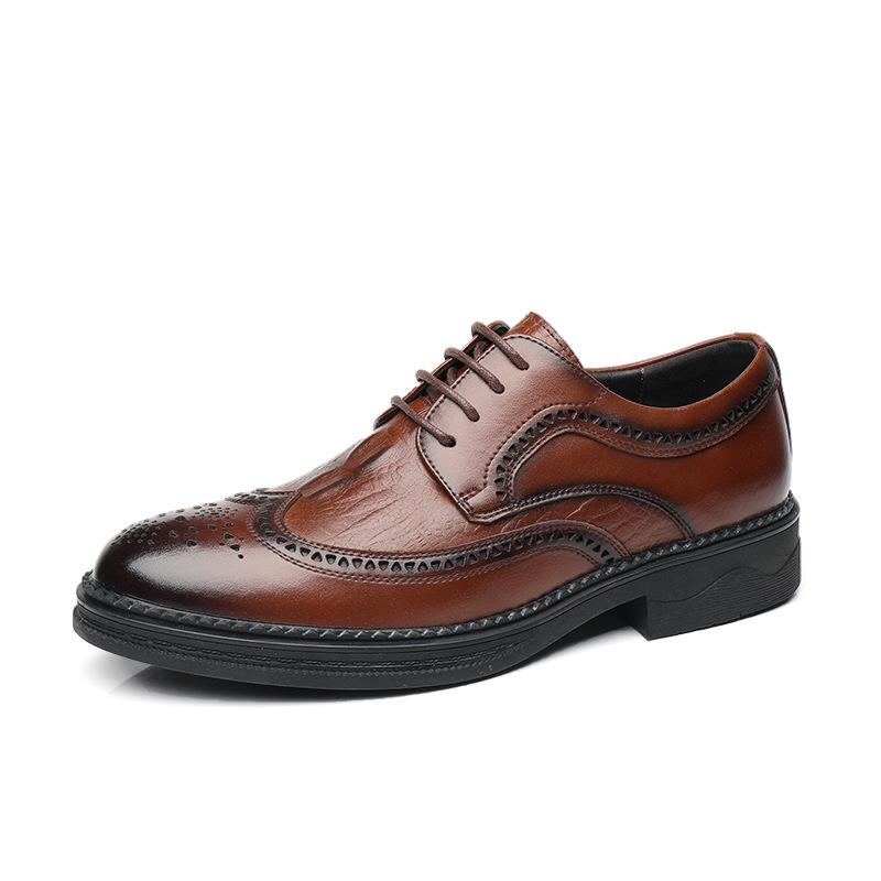 Men's Shoes Leather Shoes Cowhide Summer Hollow Breathable Business Dress Men Casual British Style Block Groom Wedding