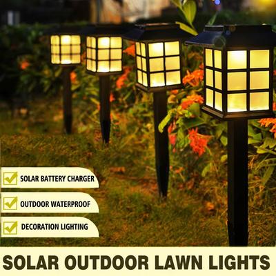 2Pcs Solar Pfad Lichter Outdoor Solar Gehweg Lichter Wasserdicht Garten Licht Dekorative für Hof Landschaft Auffahrt Warm Weiß