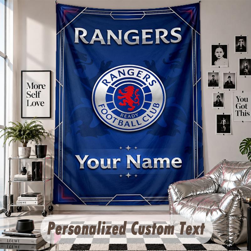Custom Tapestry Wall Hanging, Rangers FC Personalized Name Text Home Wall Decor