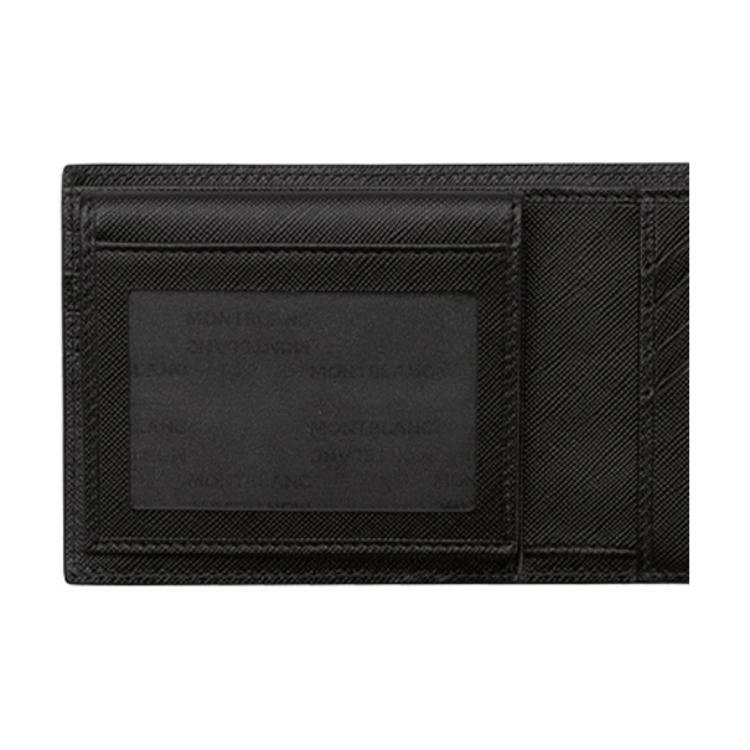 Montblanc Artisan Series Short Double Fold Cross Grain Leather Wallet Men Wallets Black 113210