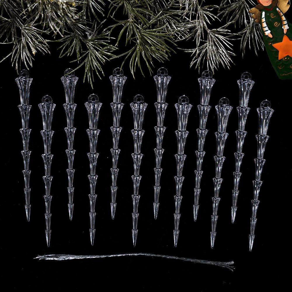 Clear Acrylic Icicle Ornaments Twisted Water Drop Design Snowflake Ornaments Set  Home Decoration