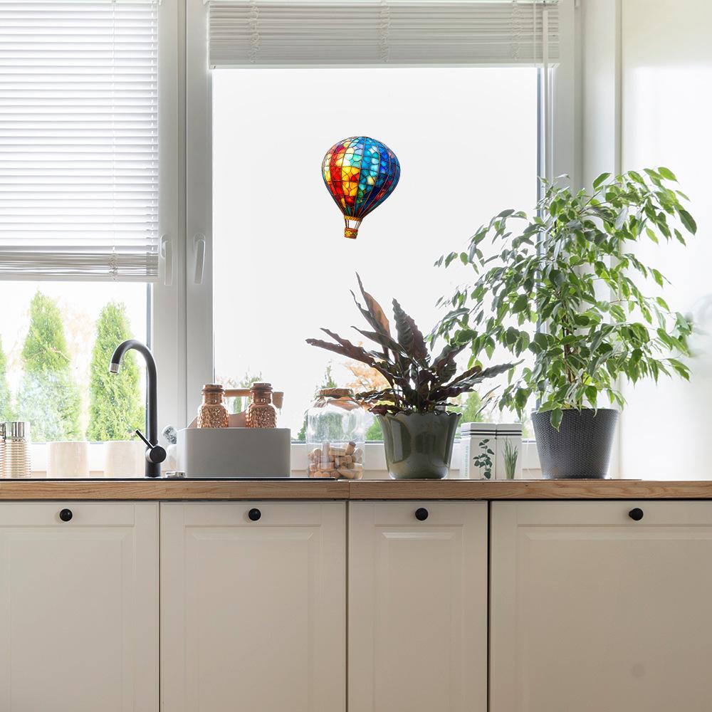 Cartoon-painted Hot Air Balloon Glass Window Home Beautification and Decoration Static Electricity Window Stickers