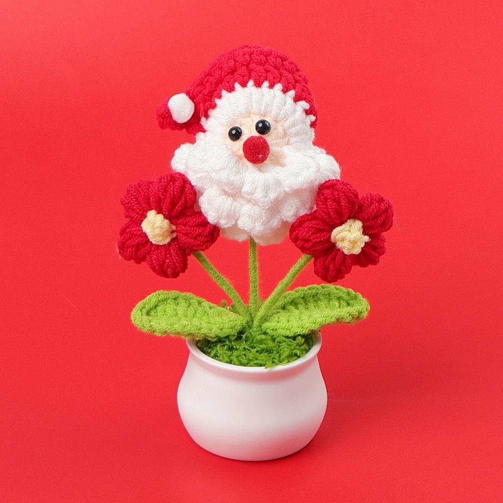 Hand-Knitted Wool Fake Flowers Set: Sunflower, Carnation, Tulip - Desktop Decor, Teacher/Student Gift, Everlasting Bouquet