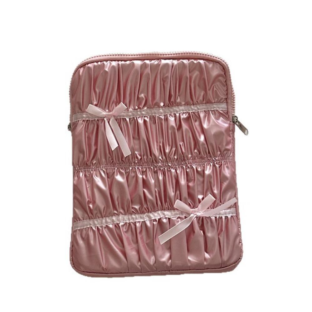 

Bow Laptop Case Pleated Notebook Sleeve Simple Portable Laptop Bags Women s Bag pink 11inch