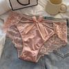Women's Silky Satin Panties Sexy Invisible Lace Briefs Low Waist Bikini Underwear Seamless Breathable Underpants