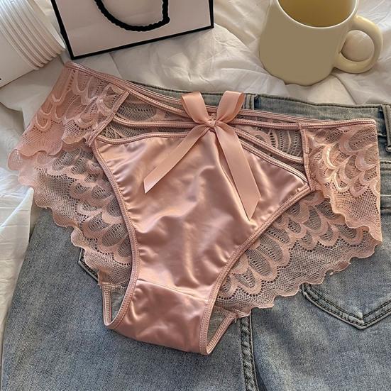 Women's Silky Satin Panties Sexy Invisible Lace Briefs Low Waist Bikini Underwear Seamless Breathable Underpants