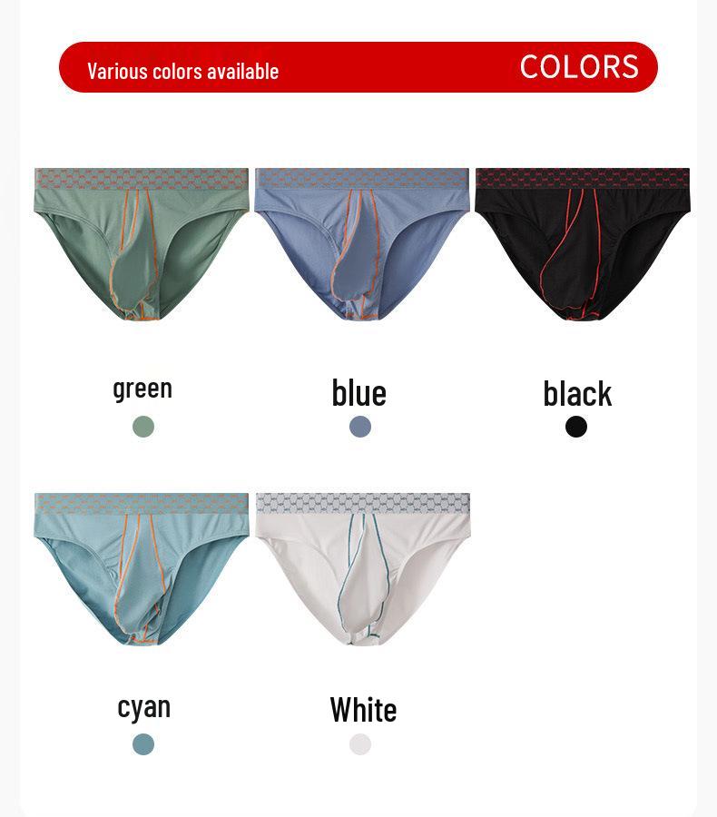 2024 Men's Cotton Color Block Briefs: Breathable, Comfortable, Sweat-Absorbing Underwear with Pouch.