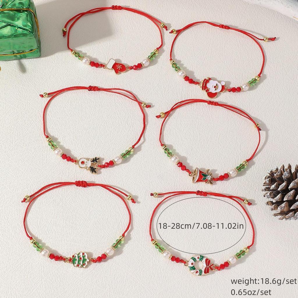 Festive Snowflake Bell Beaded Bracelet - European & American Style