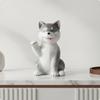 Dog Figurine with Neck Scarf Glossy Seated Compact for Office