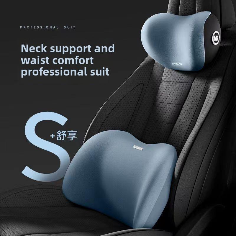 Ergonomic Car Seat Cushion Set with Neck Support and Lumbar Pillow for Driving Comfort and Back Relief