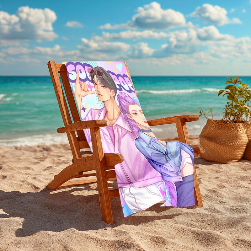 1pc KPop Demon Hunters20 Beach Towel, Comfortable and Thick, and Swimming/Bath/Picnic/Camping Towel, Suitable for Seaside Beaches