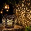 Solar Powered Owl Lantern Outdoor Decorative Garden Light Metal Hanging Lantern with Handle for Patio Yard Porch