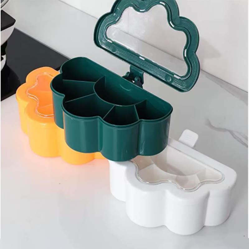 One-in-one Six-grid Seasoning Box Multi-grid Kitchen Household with Lid Moisture-proof Dust-proof Seasoning Bottle Kitchen Supplies with 6 Spoons