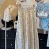 Gentle French Floral Skirt Summer New Small Fresh Long Skirt High Waist Slimming Half Body Skirt A-line Cake Skirt