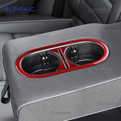 For SEAT Ateca 5F 2016-2025 For Cupra Ateca 5F 2018-2025 Real Soft Carbon Fiber Sticker LHD RHD Car Rear Drain Cup Holder Trim