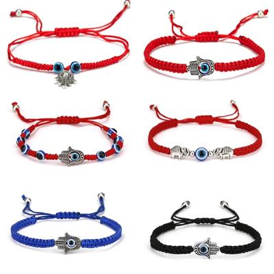 Vlastní velkoobchod Lucky červený řetězec nastavitelný Ruční lano Pletený náramek Dámský náramek Blue Evil Eye Bead