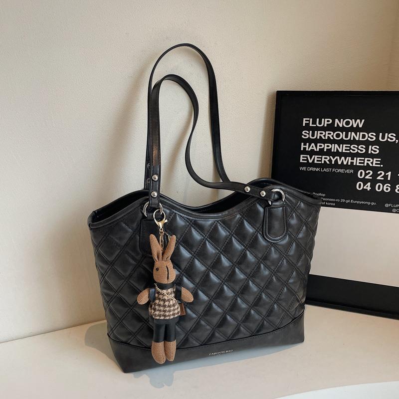 Large capacity diamond tote women's bag new fashion retro handbag versatile temperament casual vegetable basket bag