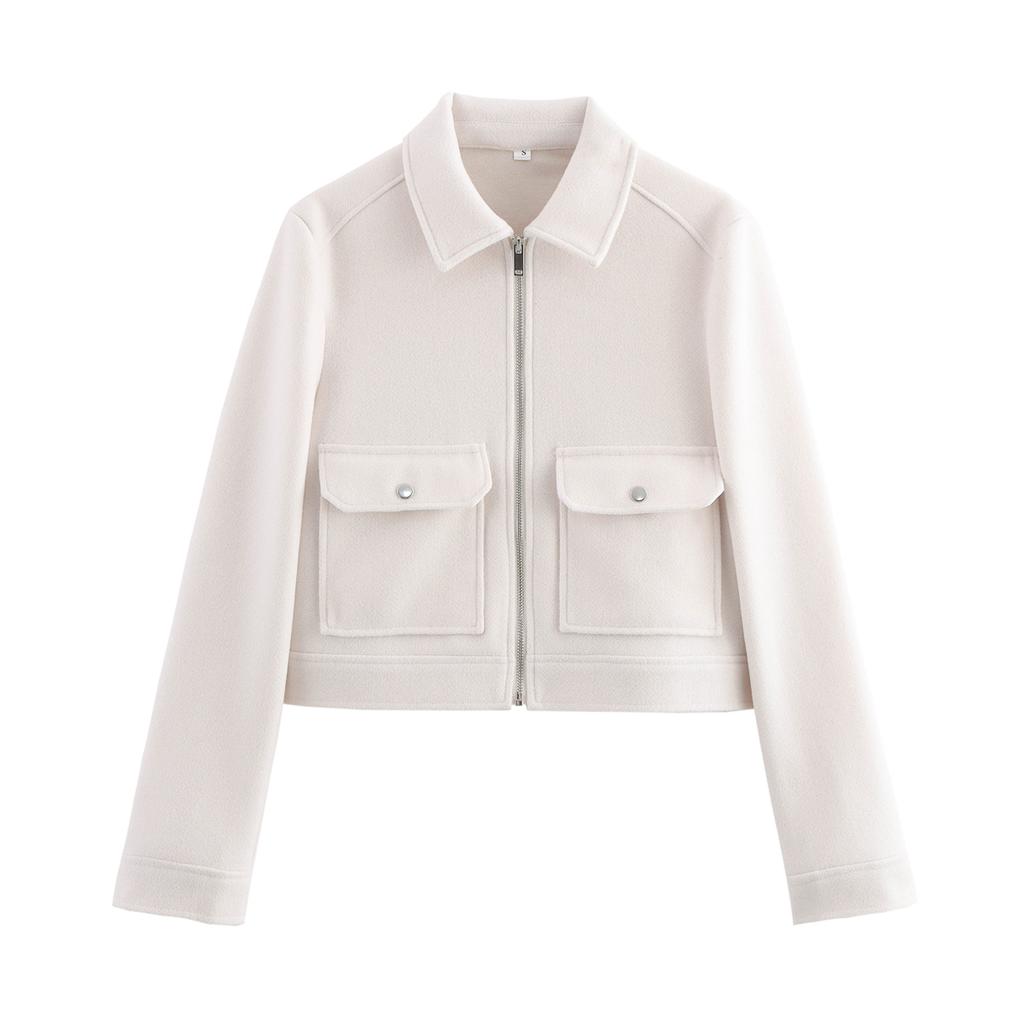 Women's Zipper Jacket Coat New Winter Long Sleeve Pocket Outerwear Coat Short Street Elegant Women's Jacket