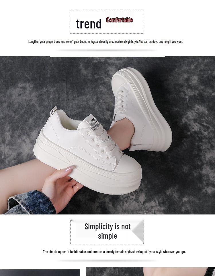 2026 Trendy Leather Platform Women's Shoes - Lightweight, Versatile, Casual, Height-Enhancing, Soft Sole for Spring & Autumn