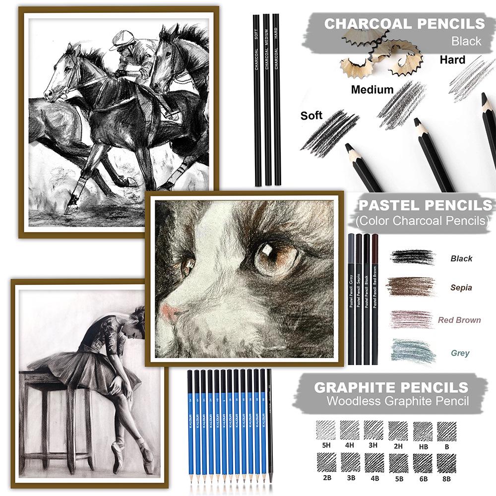 KALOUR 72-Piece Professional Sketching & Drawing Pencil Set for Fine Arts