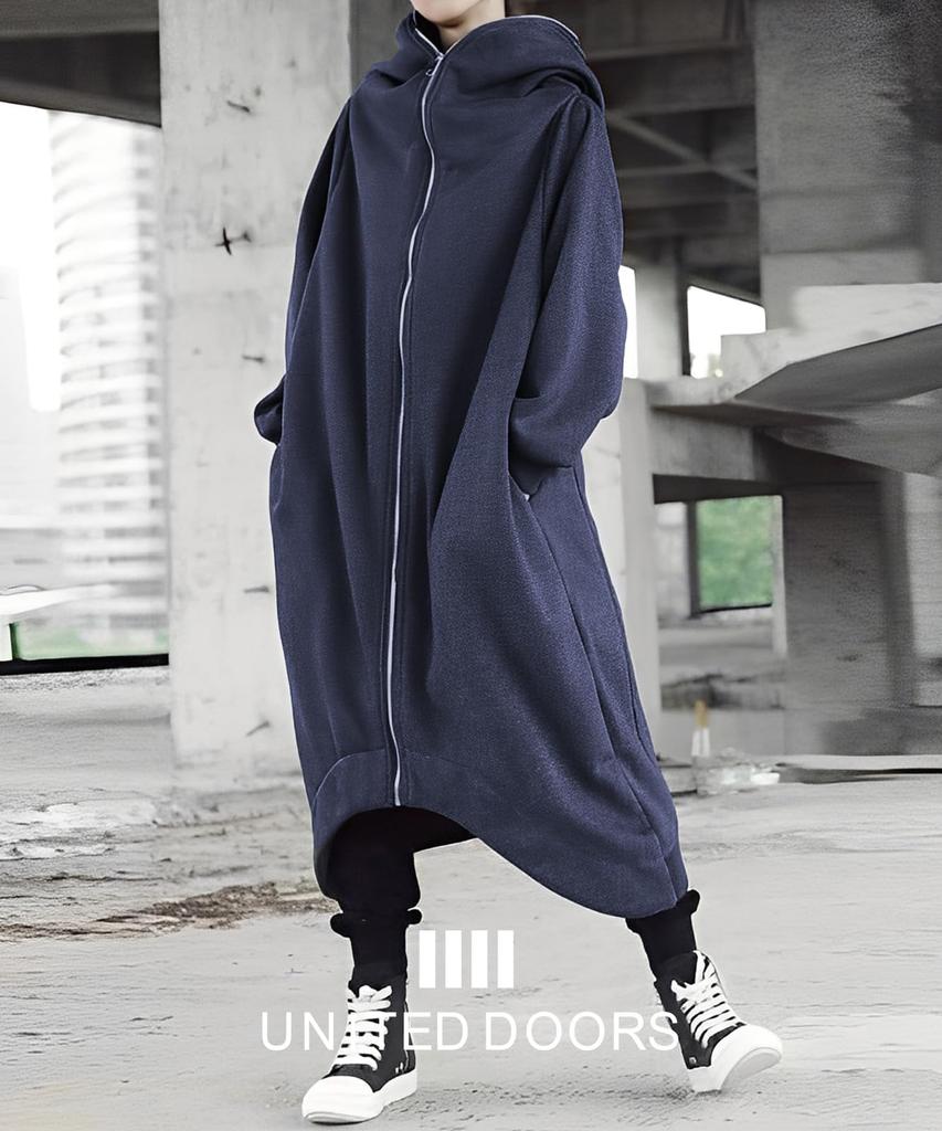 United Doors Kapuzenpullover mit Reißverschluss, Lange Ärmel, Oversized, Lockere Passform, Stilvolles Design, Niedlich und stilvoll für Herbst/Winter, Marineblau, 5A-D02-NVXL