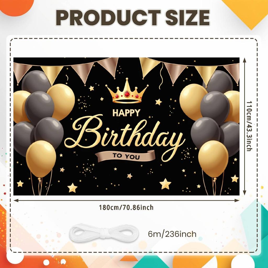 Happy Celebration Display Gold Gray Balloons Birthday Event Backdrop Birthday Party Backdrop Festive Party Decoration Banner