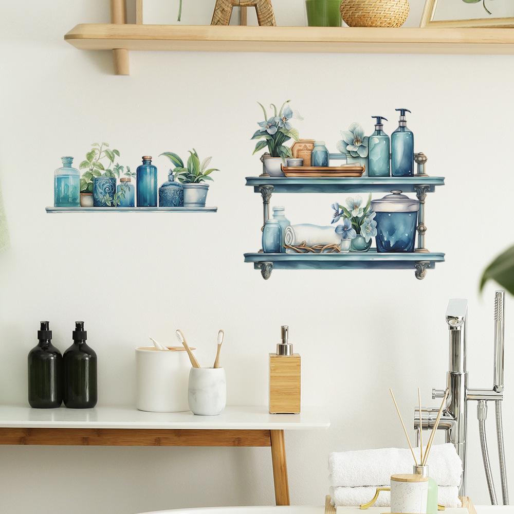 Fun-f58 Shelf Vase Bathroom Bathroom Wall Beautification Decorative Wall Stickers