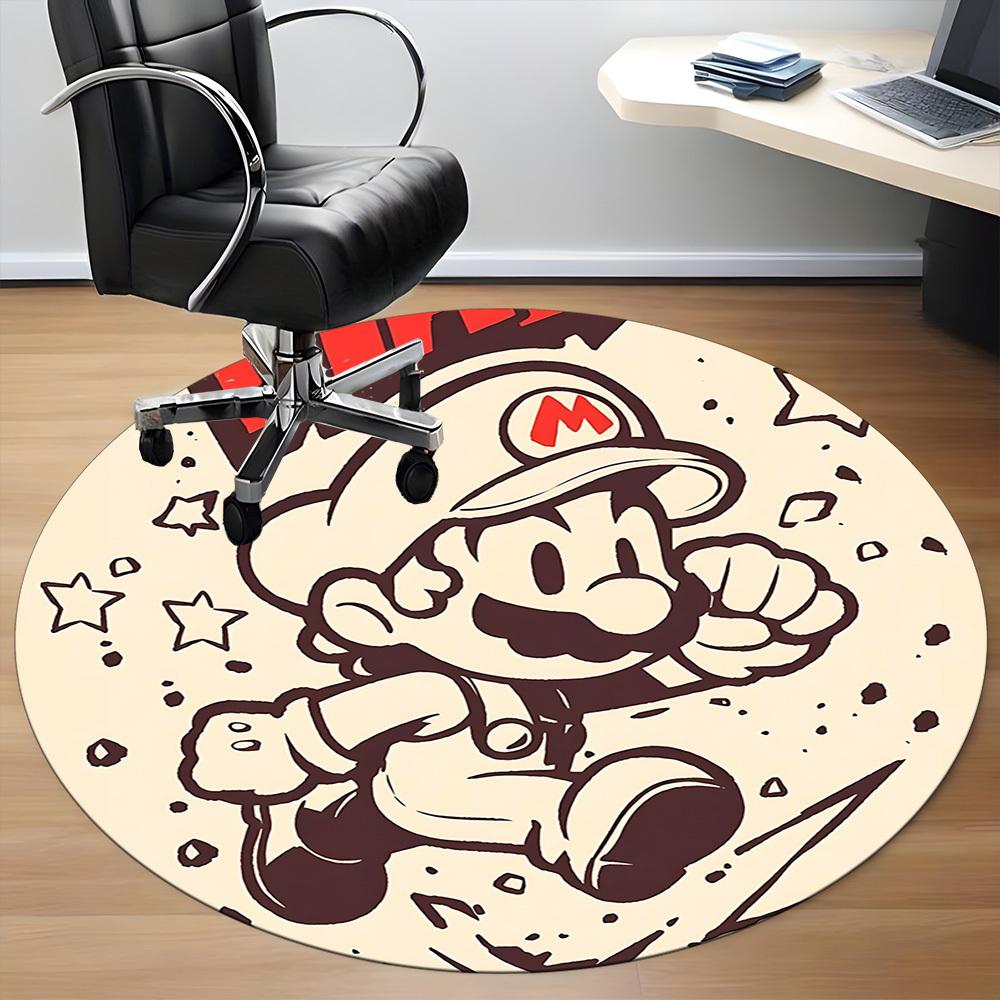 1PC Mario Adventure Office Round Area Rug, Indoor Mat Suitable For Office, Under Office Chairs Bedroom Living Room Home Decor DT1212027