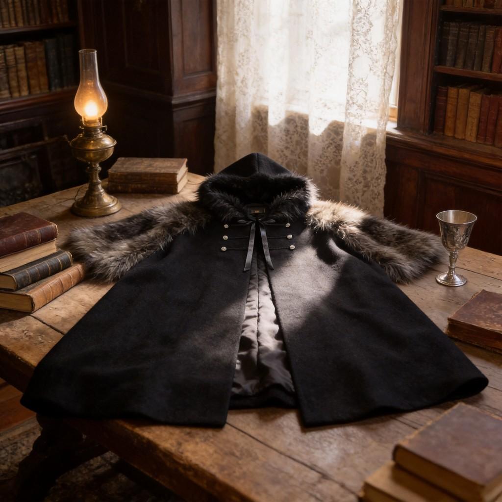 Medieval King Warrior Cloak With Wool Collar For Halloween Costume Party