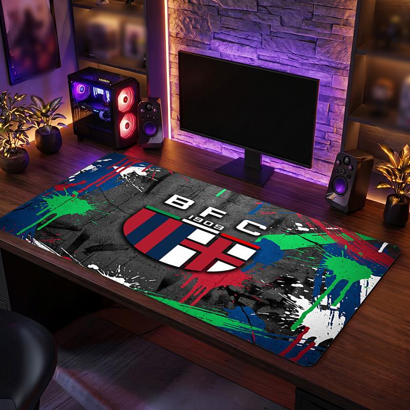 Bologna FC Theme Pattern Mouse Pad, Soccer Logo Design XXL Gaming Desk Mat Non-Slip Computer Mouse Pad