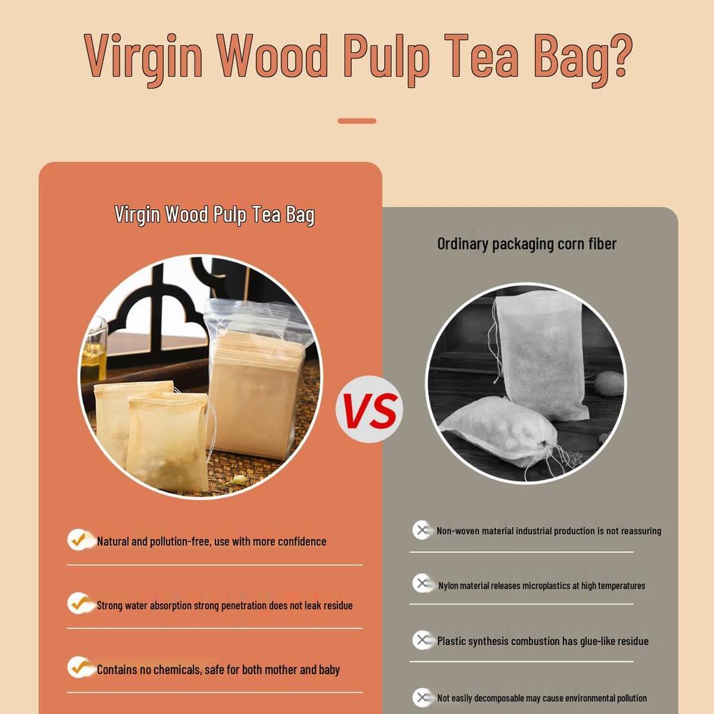 Disposable Food-Grade Wood Pulp Paper Tea Bags for Herbal Brewing and Seasoning Spices