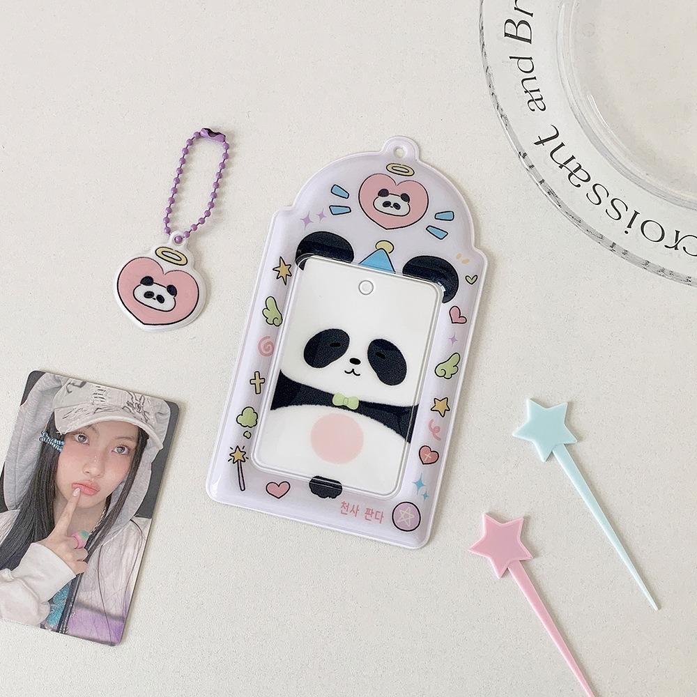 PVC Photocard Holder Keychain Cartoon Animal Hanging Decoration ID Badge Holder Idol Card Display Protector Photo Card Holder