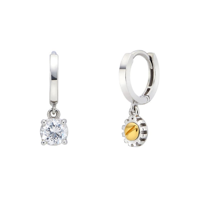 

BE/GINS Silver 925 Time Screw Cog Uneven Earrings FREE