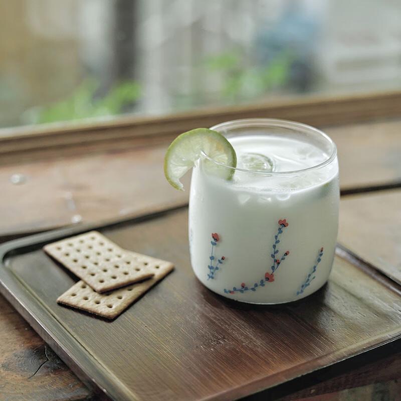 Retro Floral High Borosilicate Glass Drinking Cup