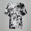 Women’s Printed Short Sleeve Henley Neck Shirt with Front Pocket Cotton Linen Material Relaxed Fit Casual Top