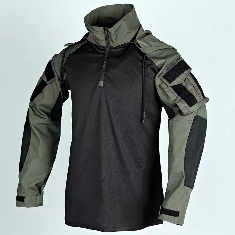 Tactical Combat Shirts Men Long Sleeve Breathable T-shirt Camo Hooded Quick-dry CS Paintball T-Shirt Tops Wear-resisting