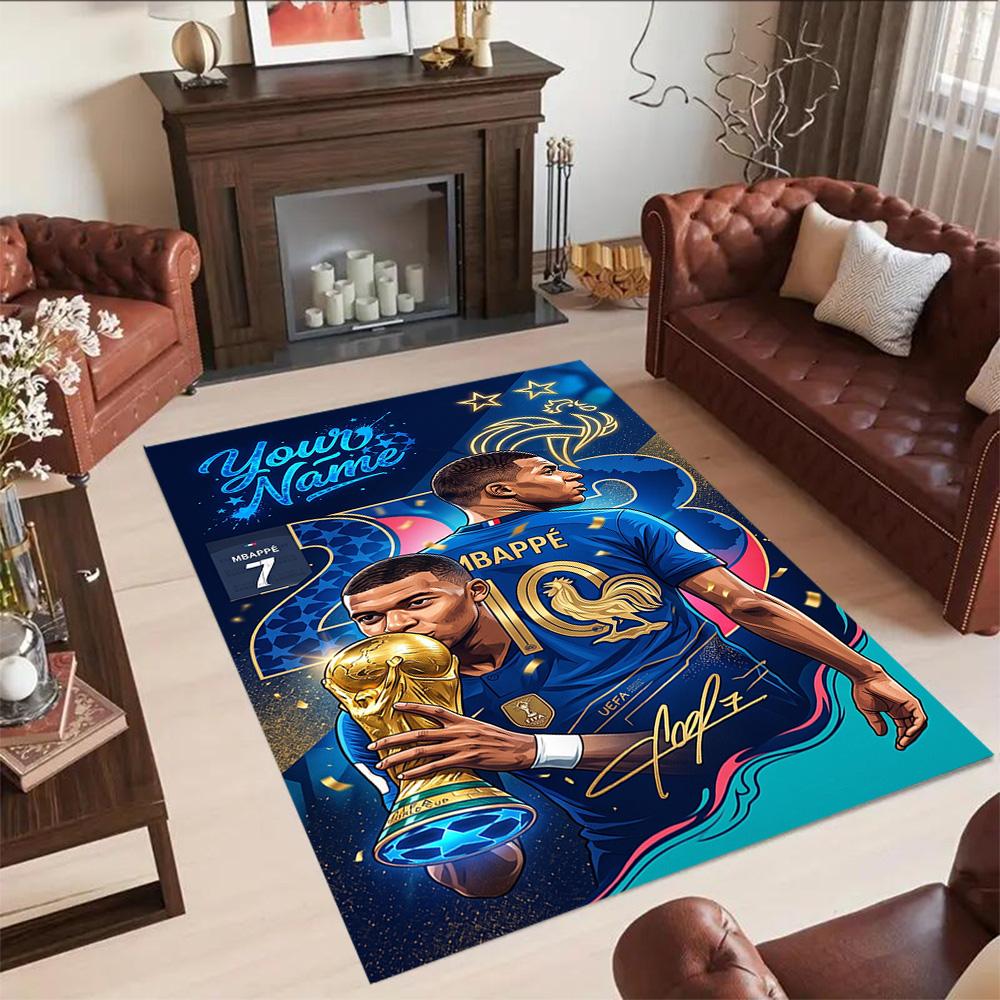 Mbappe Personalized Name Floor Rug Office Rug Suitable For Dormitory Hallway Living Rooms Playrooms Antislip Rug Anime Office Decor