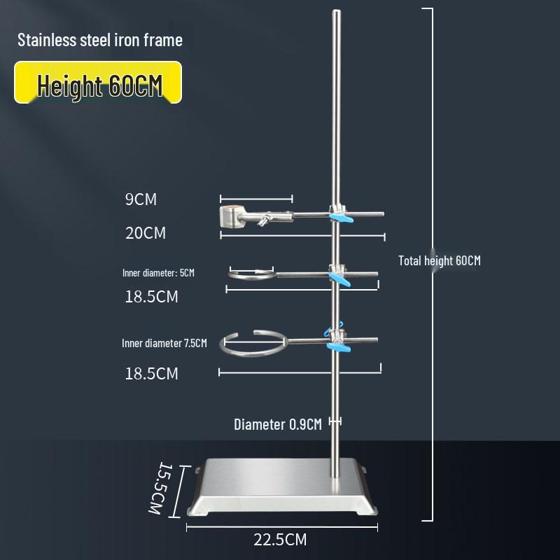 Large Stainless Steel Laboratory Iron Stand with Cross Clamp and Butterfly Clamp