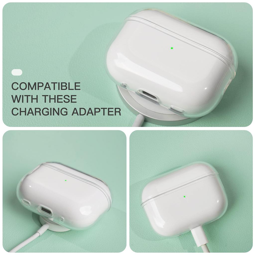 Transparente Hülle kompatibel mit AirPods Pro 4 3 2 1, Weiche TPU-Schutzhülle [Vergilbungsresistent] [Stoßfest] mit Lanyard