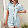 Pod Ice Silk Pajamas Human Cotton Short Sleeves Solid Color Loungewear Loose Set Milk Silk Comfortable Loungewear