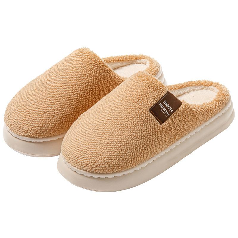 Cotton Slippers Home Autumn and Winter Slippers Couple Thick-soled Cotton Shoes Piled Warm Cotton Mop Non-slip Thickened Wool Slippers