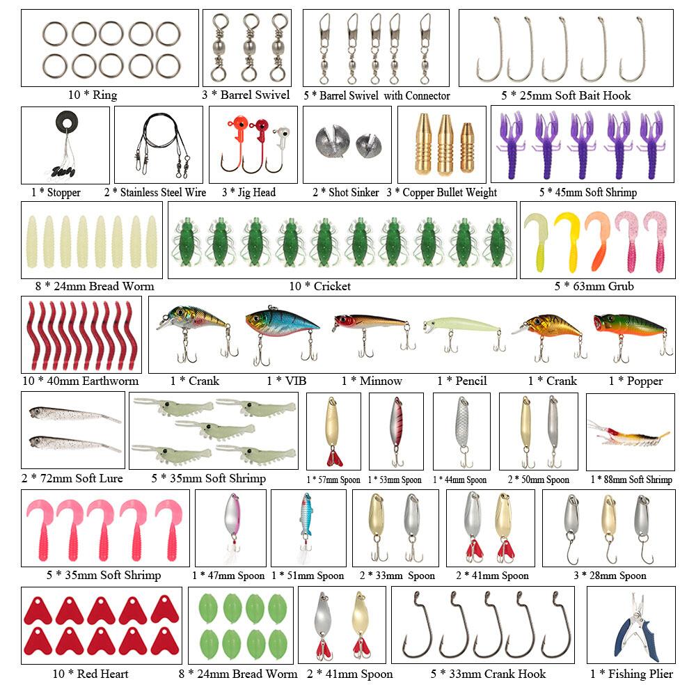 101PCS Fishing Lures Tackle Mixed Hard Baits Soft Baits Popper Crankbait VIB Topwater Floating Fishing Lures Hooks Fishing Accessories Kit Set with St