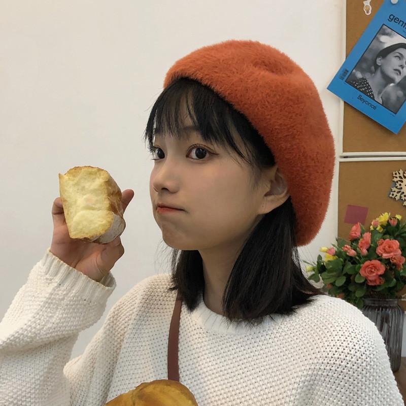 Warm Winter Adorable Beret For Women Cute Plush Wool Hat Adjustable Size