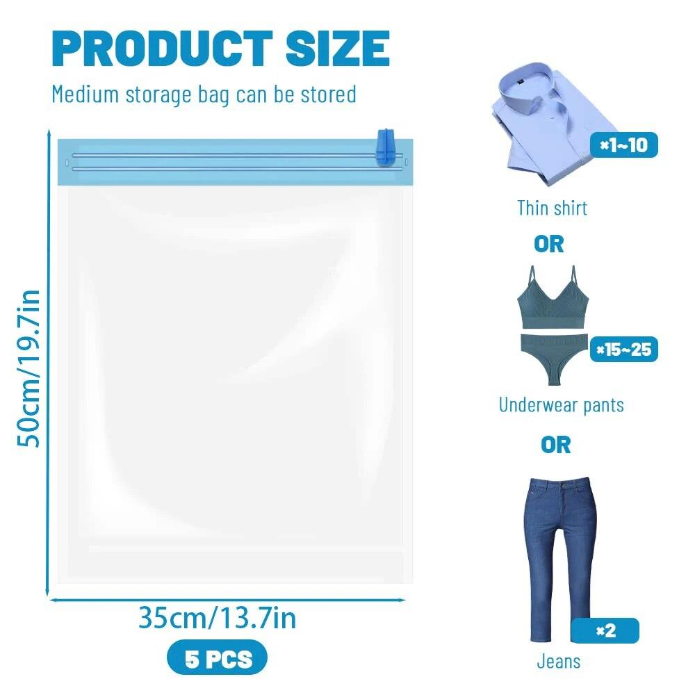 Multiple Sizes Vacuum Storage Bags Hand Roll Durable Space Saver Bags For Clothes Clothing Travel Accessories Suitcase Organizer