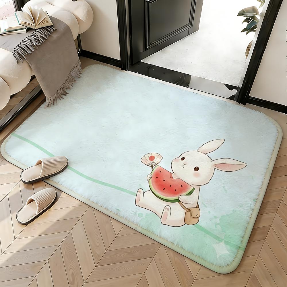 Soft Absorbent Non-Slip Rug Animal Rabbit Floor Mat Home Decor Doormat Bedroom Floor Mat Shower Carpet